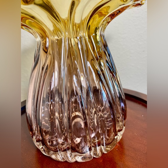 VASE Mouth Blown Amber Vase Italian Murano - Picture 11 of 17